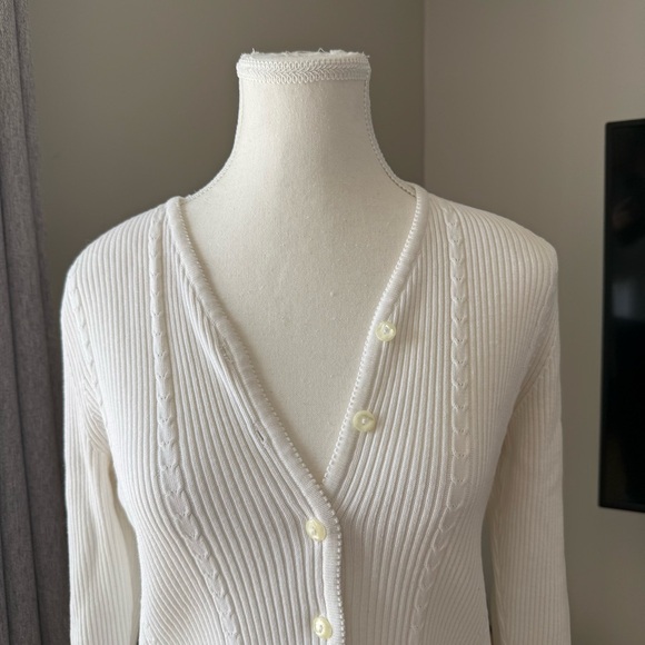 Worthington | Vintage women's small White Button-Up ribbed Cardigan - Picture 2 of 5